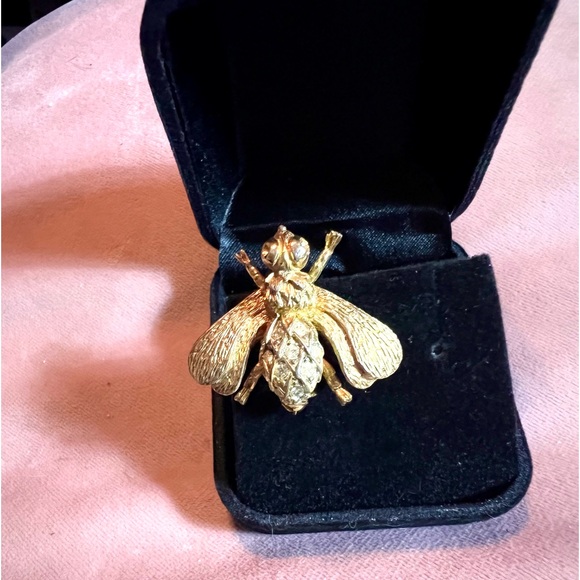 Vintage Bumble Bee Gold Tone with Rhinestones Brooch - Picture 4 of 5